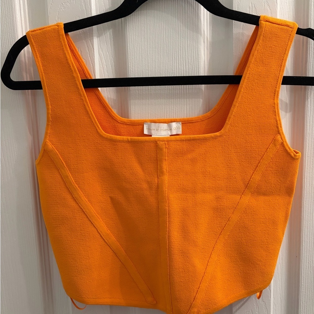 House of Harlow 1960 NWT Orange Panel Crop Summer Vacation Brunch Fit Top XS NWT